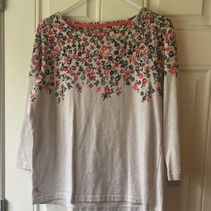 Joules Blouse Gray and Cream with flowers